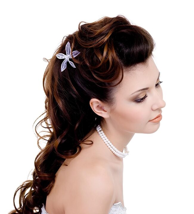 bridal long curly hairstyle