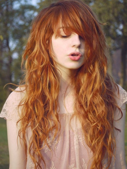cute wavy long red hair