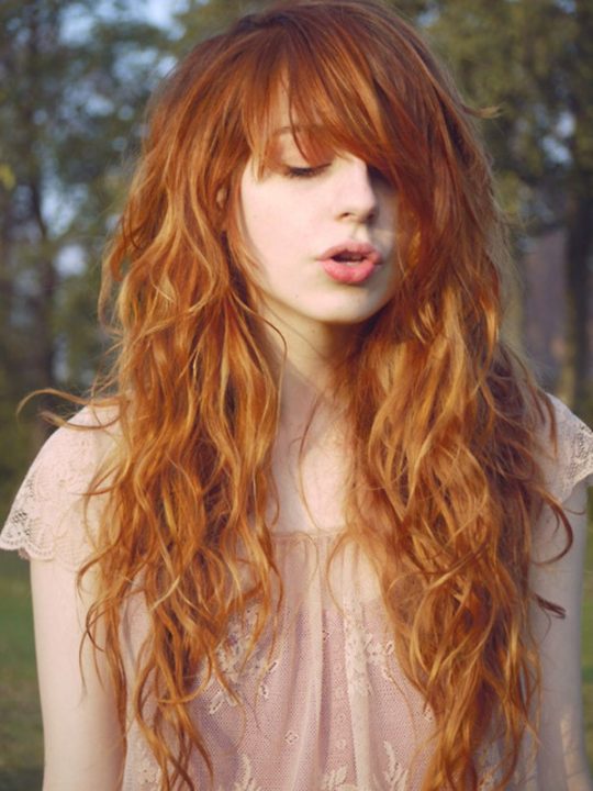 Cute wavy long red hair