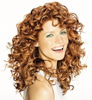 red long curly hairstyle idea