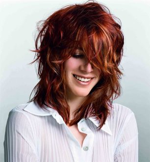 red long wavy hairstyle