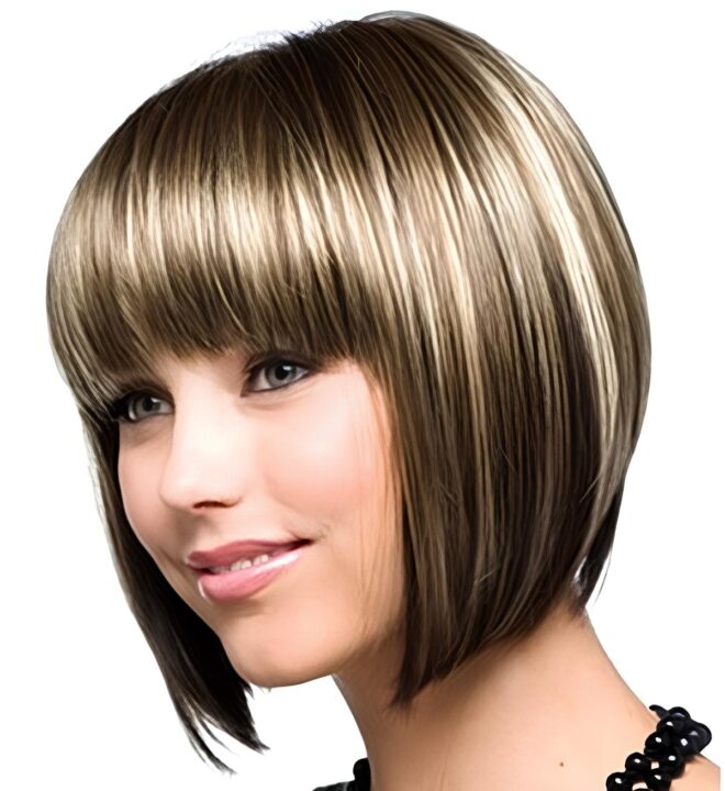 short haircut with long bangs