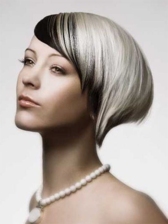 stylish short black and platinum hairstyle