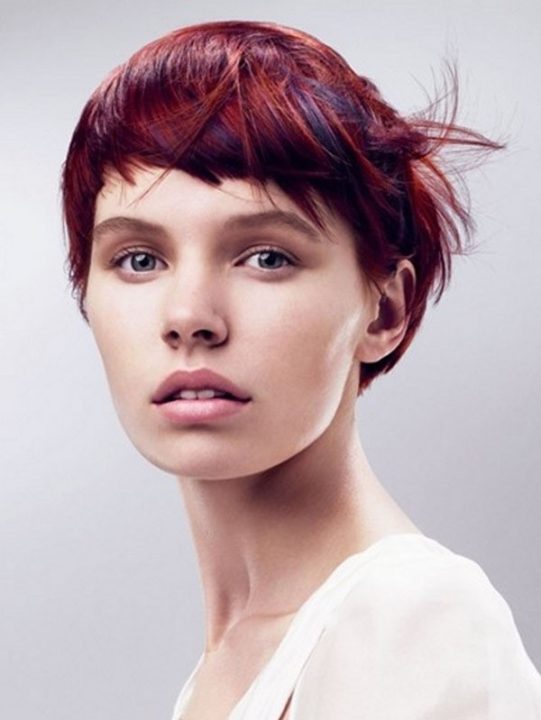 stylish short red hairstyle