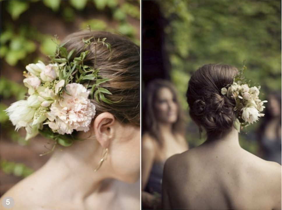 wedding hair up style with flowers