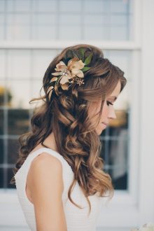 wedding hairstyles for long hair down with flowers ideas