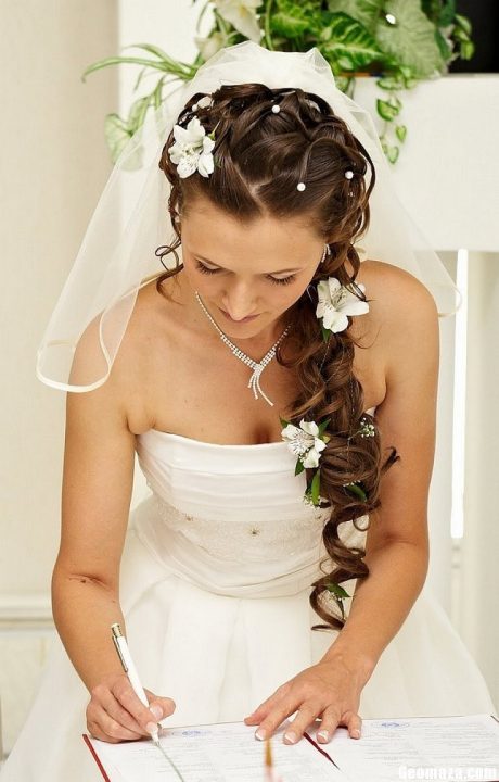 wedding hairstyles long hair down veil