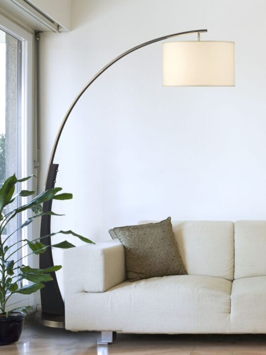 Arc floor lamp drum shade