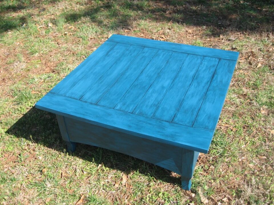 Wooden Blue Coffee Table