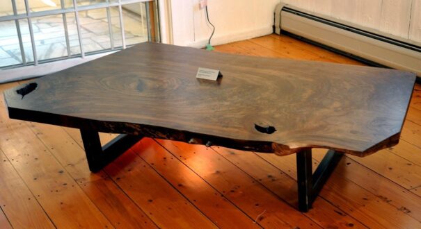 Dark Wood Slab Coffee Table