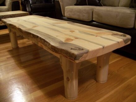 Pine Wood Slab Coffee Table